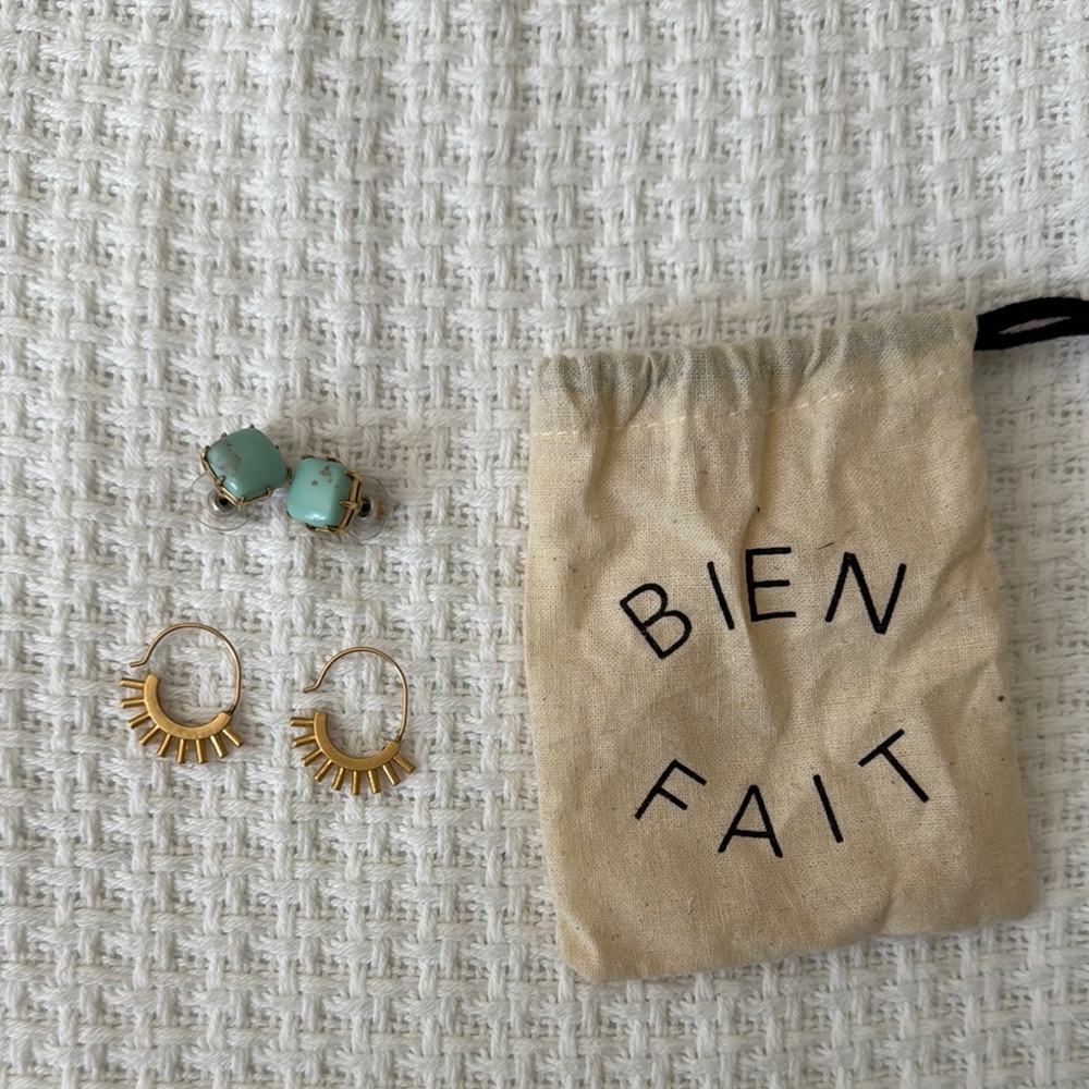 Madewell Gold and Mint Earrings Set